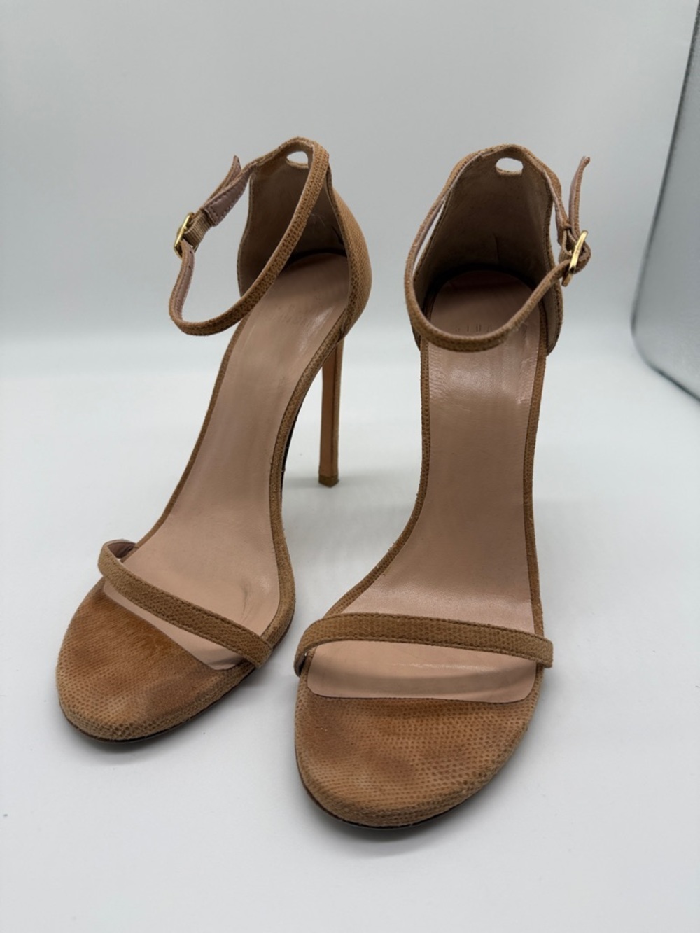 Stuart Weitzman Nudist Nude Textured Leather Heels Pumps Shoes Size 8.5